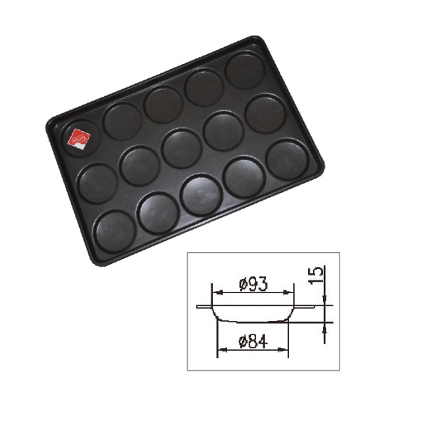 DZ715 PFA Coating 3.5" Non-Stick Hamburger Roll Tray-15 Cups 
