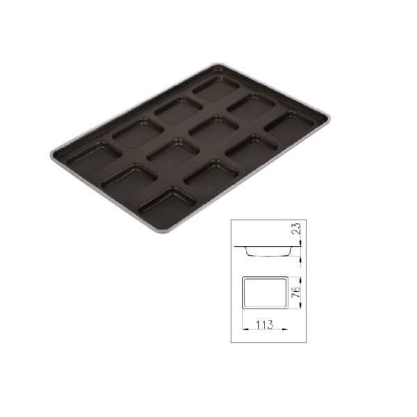 DZ723 Non-Stick Square Hamburger Roll Tray-12 Cups , Hamburger Pan , Baking Trays 