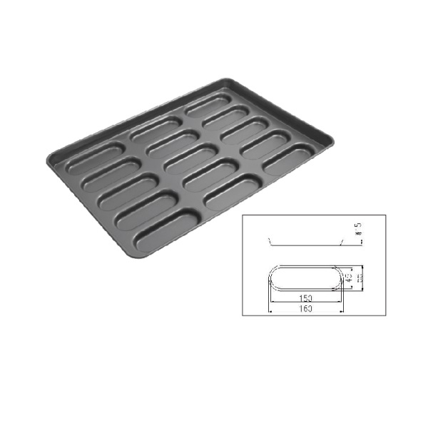 MY12201 Hot Sale Food Grade Nonstick Hot Dog Bun Pan 15 Cups Milk Stick Baking Tray